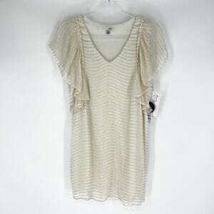 Amuse Society Sunset Dreams Mini Dress Cream Metallic Size M NWT